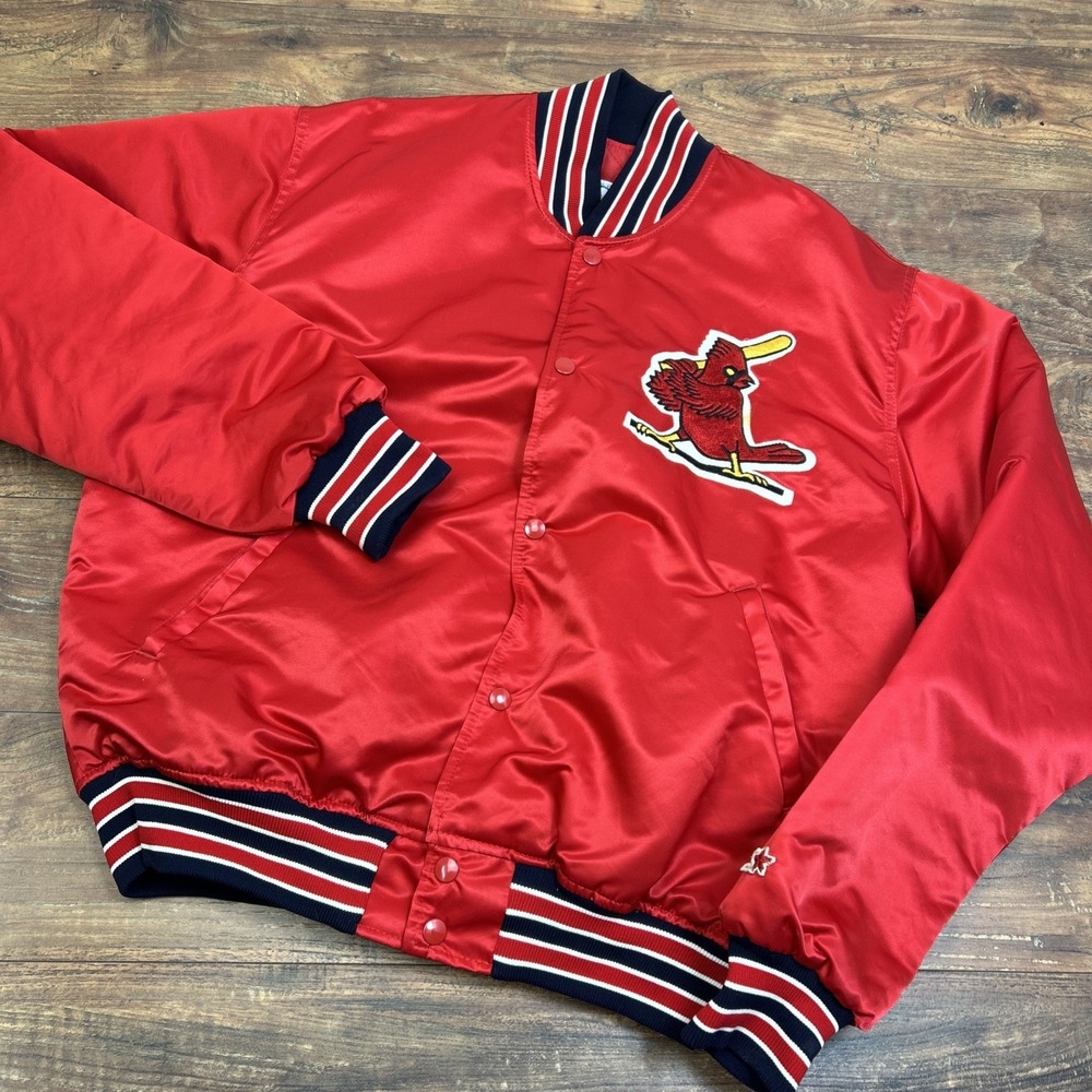 Vintage St Louis Cardinals Varsity Jacket Mens Large Starter Red Satin Bomber